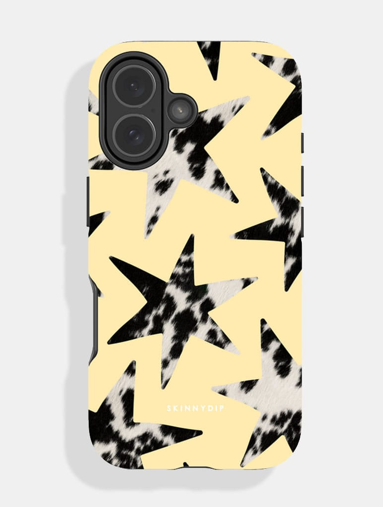 Cow Print Stars Yellow Ultra Protective iPhone Case Phone Cases Skinnydip London
