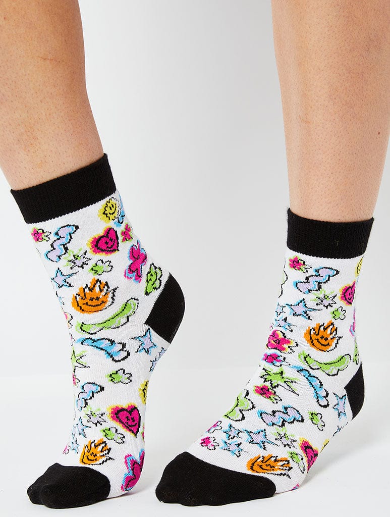 Crayon Doodle Print Socks Socks & Tights Skinnydip London