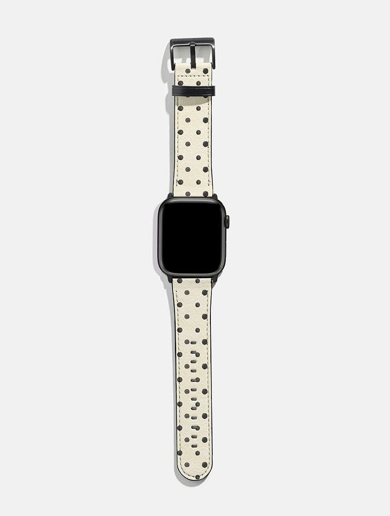 Cream And Black Painted Polka Dot Apple Watch Strap Watch Straps Skinnydip London