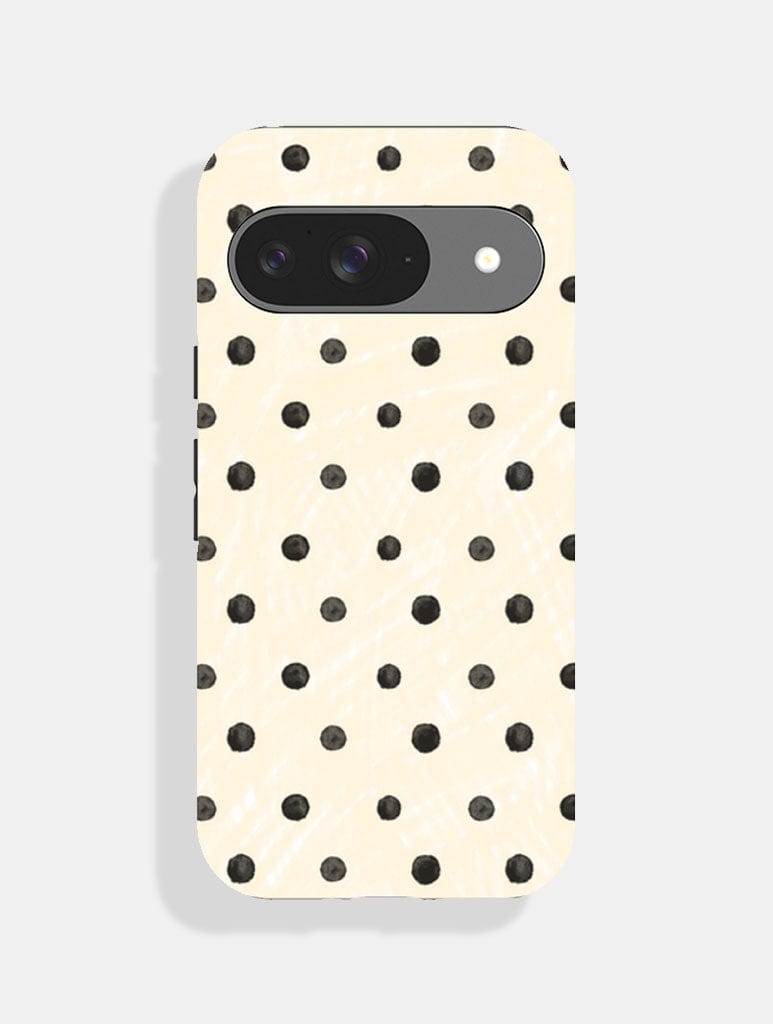 Cream And Black Painted Polka Dot Ultra Protective Google Pixel Case Phone Cases Skinnydip London