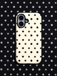 Cream And Black Painted Polka Dot Ultra Protective iPhone Case Phone Cases Skinnydip London
