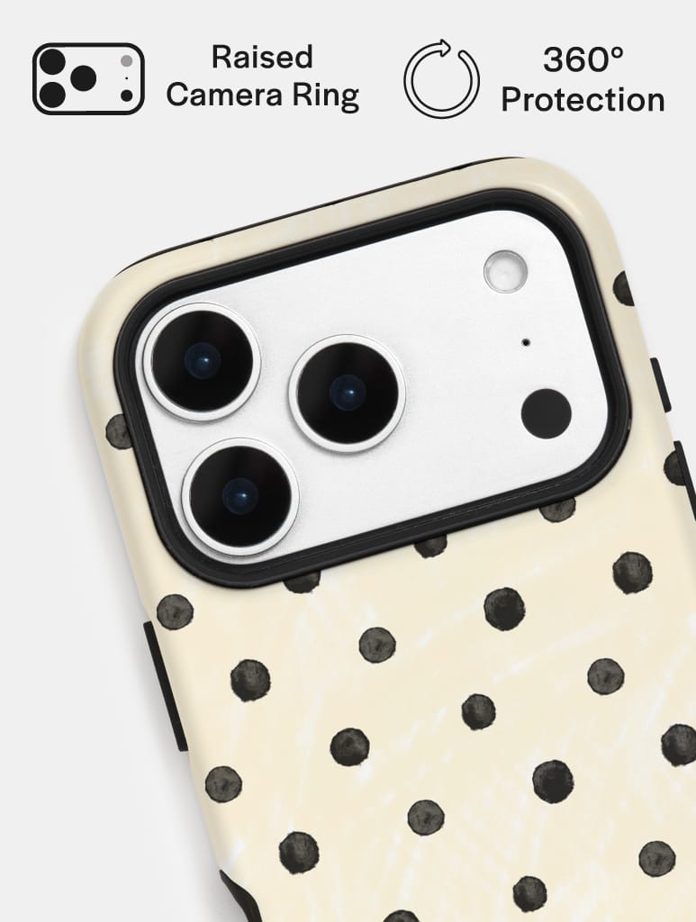 Cream And Black Painted Polka Dot Ultra Protective iPhone Case Phone Cases Skinnydip London