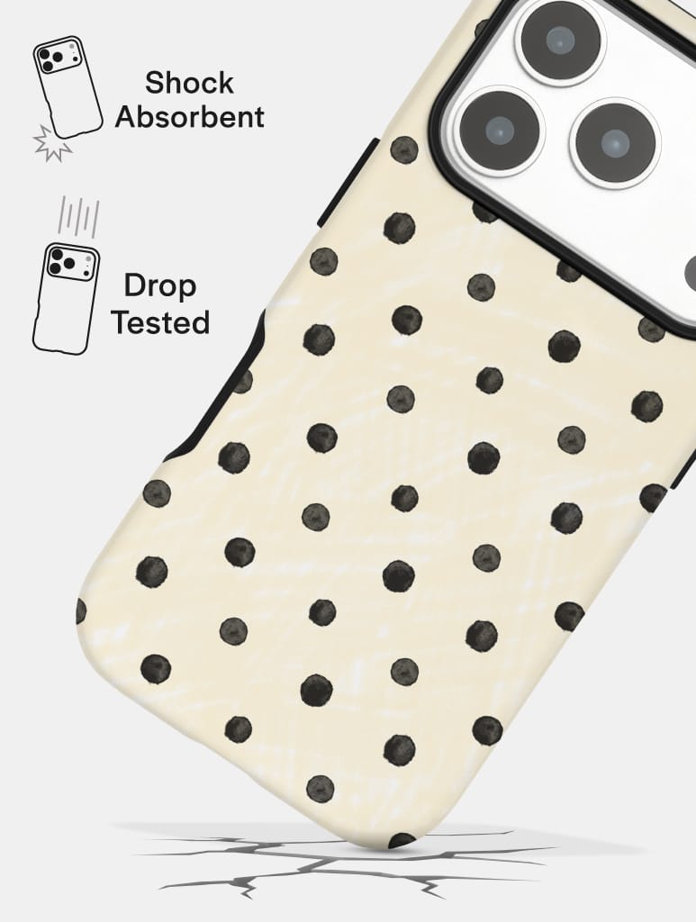 Cream And Black Painted Polka Dot Ultra Protective iPhone Case Phone Cases Skinnydip London