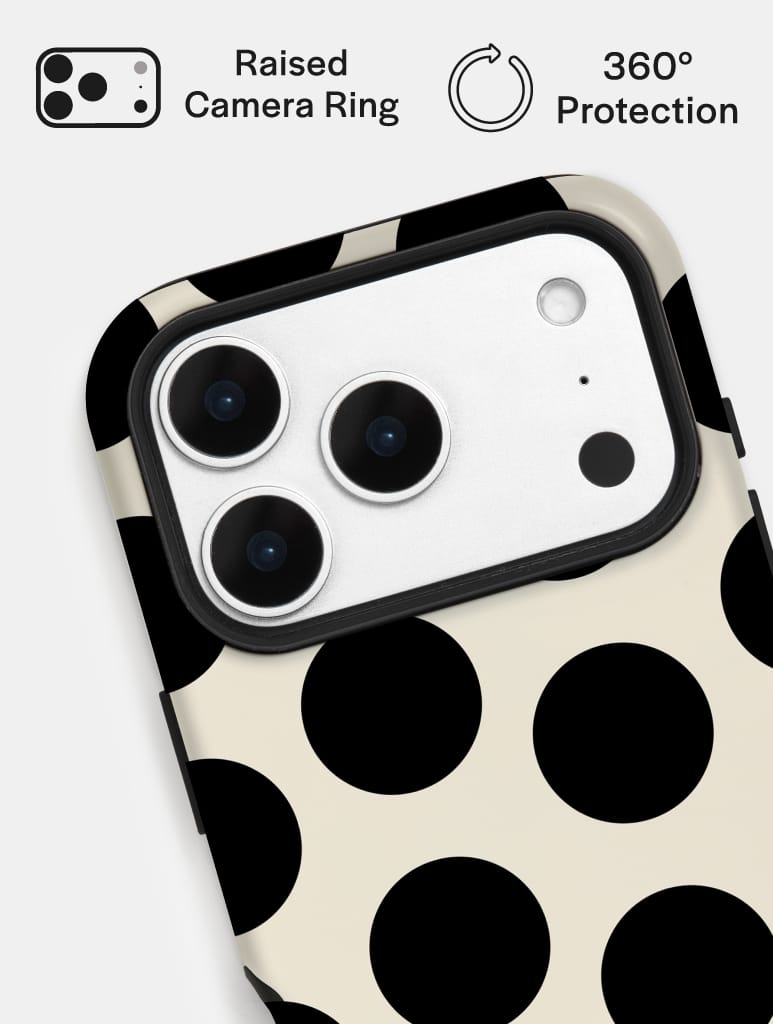 Cream and Black Polka Dots Ultra Protective iPhone Case Phone Cases Skinnydip London