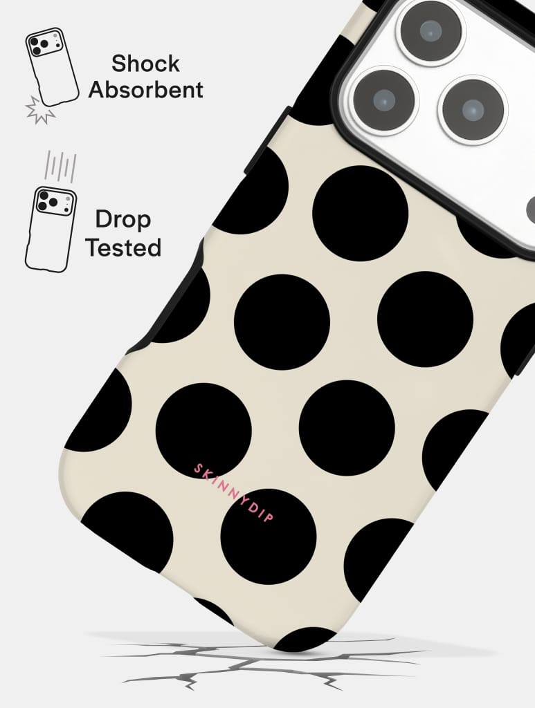 Cream and Black Polka Dots Ultra Protective iPhone Case Phone Cases Skinnydip London