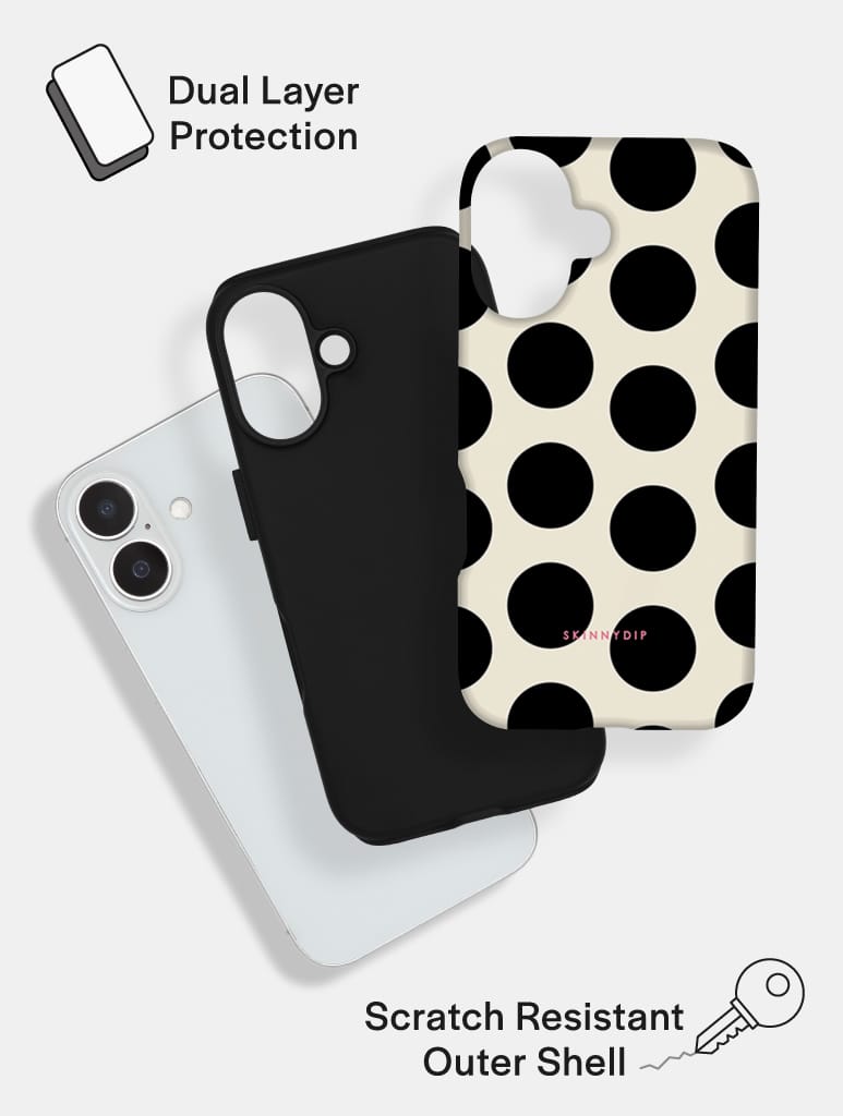 Cream and Black Polka Dots Ultra Protective iPhone Case Phone Cases Skinnydip London