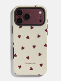 Cream and Burgundy Ditsy Hearts Ultra Protective iPhone Case Phone Cases Skinnydip London