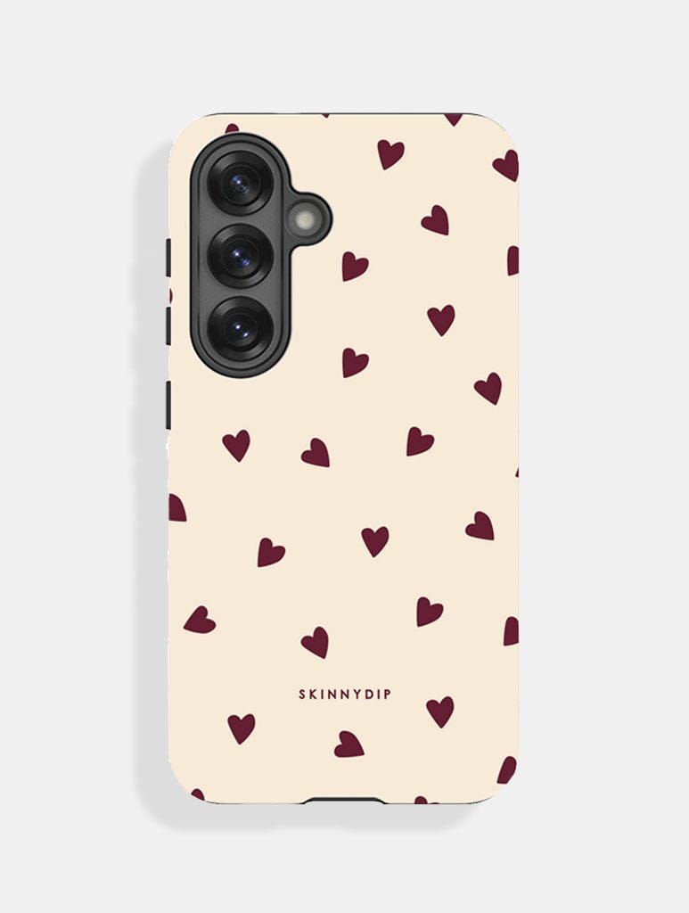 Cream and Burgundy Ditsy Hearts Ultra Protective Samsung Case Phone Cases Skinnydip London