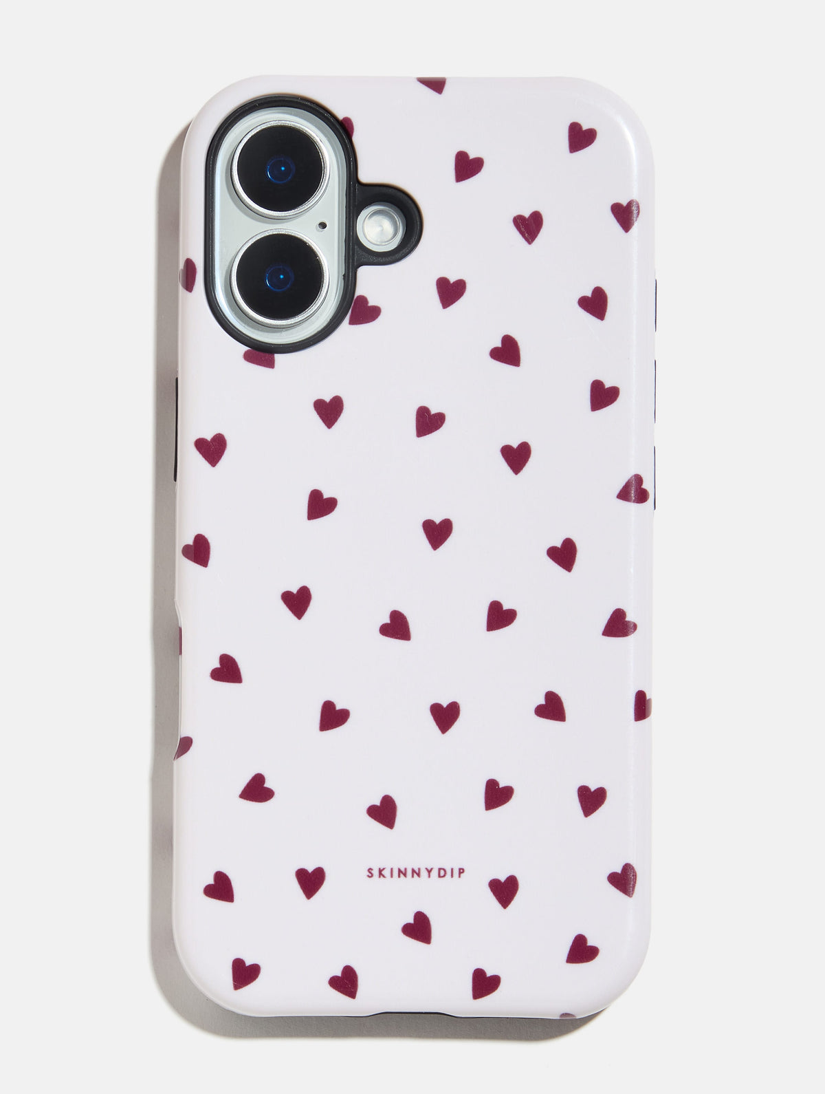 Cream and Burgundy Hearts Ultra Protective iPhone Case Phone Cases Skinnydip London