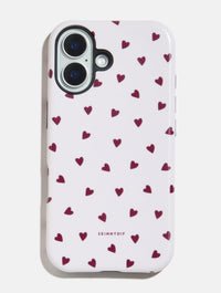 Cream and Burgundy Hearts Ultra Protective iPhone Case Phone Cases Skinnydip London