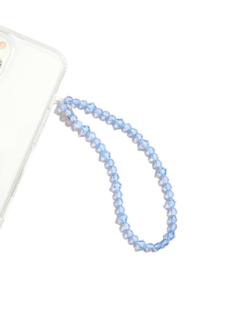 Custard Blue Crystal Beaded Phone Strap Phone Grips Custard London