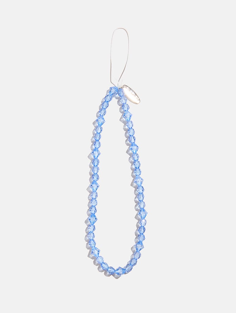 Custard Blue Crystal Beaded Phone Strap Phone Grips Custard London