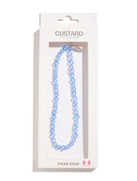 Custard Blue Crystal Beaded Phone Strap Phone Grips Custard London