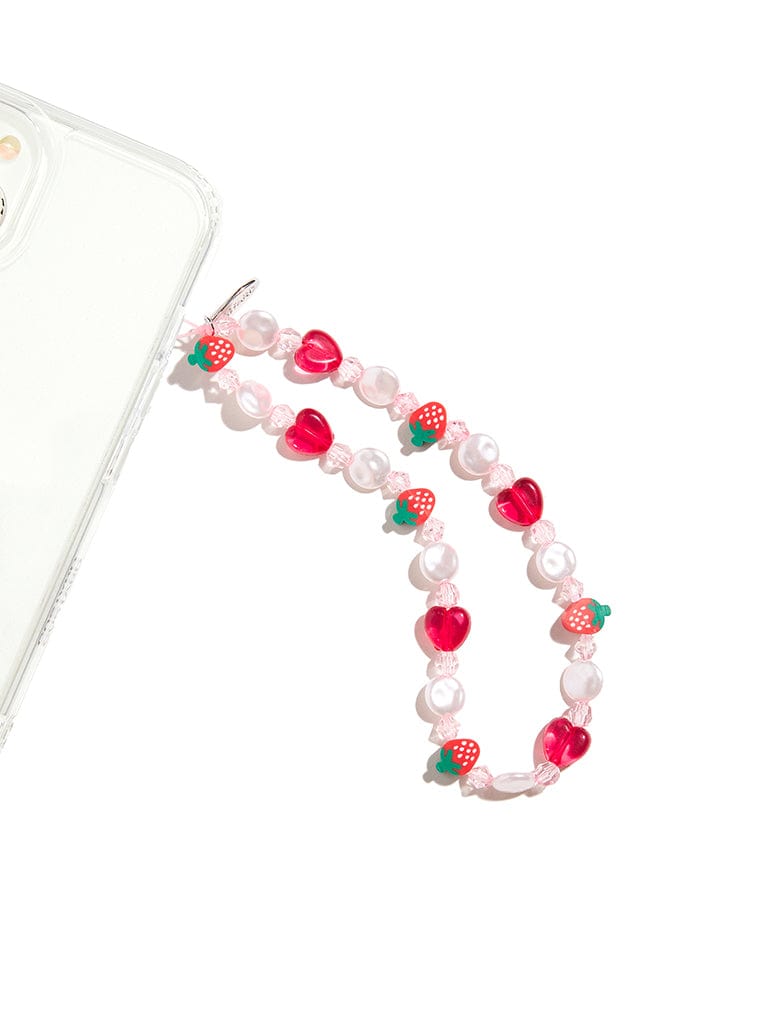 Custard Strawberry Beaded Phone Strap Phone Grips Custard London