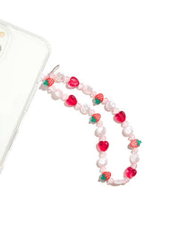 Custard Strawberry Beaded Phone Strap Phone Grips Custard London