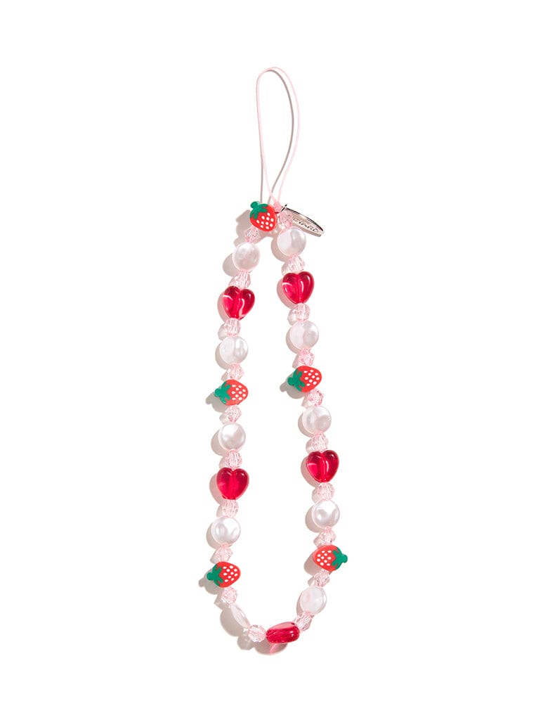 Custard Strawberry Beaded Phone Strap Phone Grips Custard London