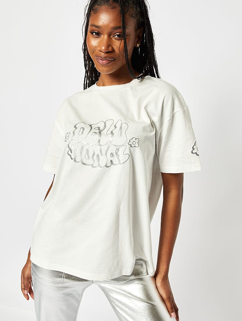 Delusional Oversized T-Shirt in Ecru Tops & T-Shirts Skinnydip London