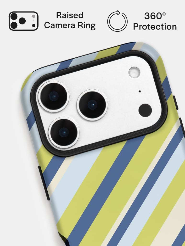 Diagonal Stripes Blue Green Beige iPhone Case Phone Cases Skinnydip London