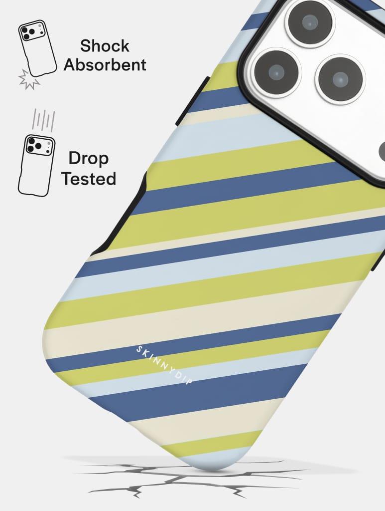 Diagonal Stripes Blue Green Beige iPhone Case Phone Cases Skinnydip London