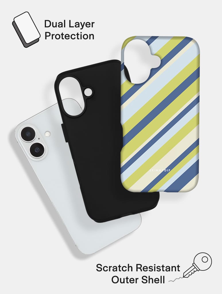 Diagonal Stripes Blue Green Beige iPhone Case Phone Cases Skinnydip London