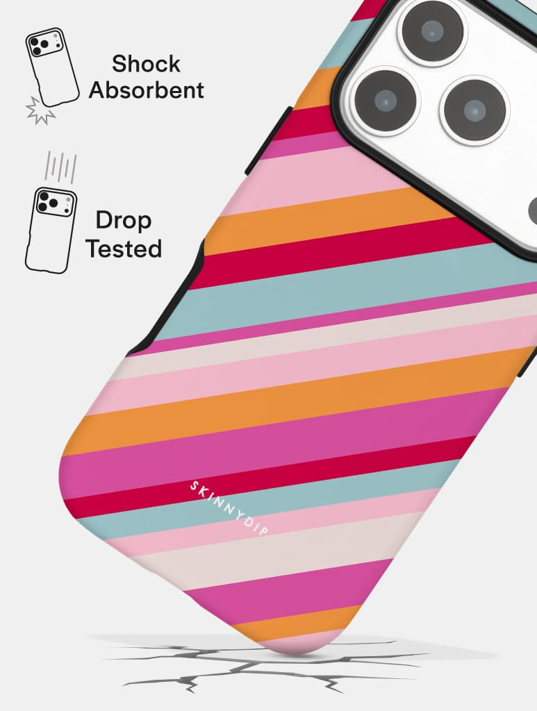 Diagonal Stripes Pink Red Orange Blue Ultra Protective iPhone Case Phone Cases Skinnydip London