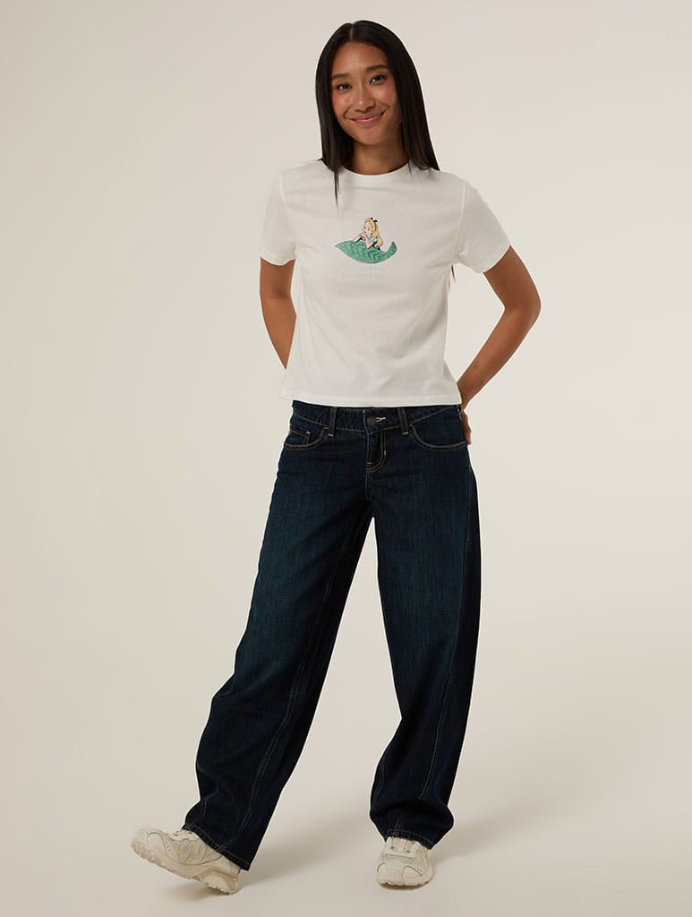 Disney Alice In Wonderland Curiouser and Curiouser Baby T-Shirt In White Tops & T-Shirts Skinnydip London