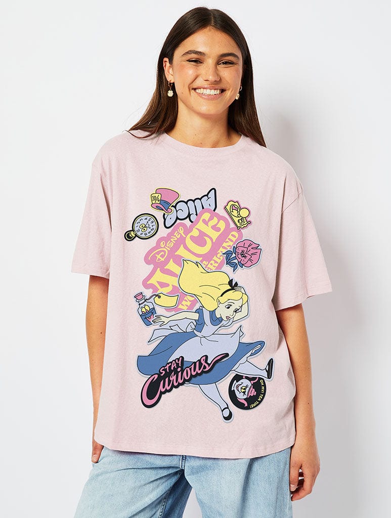 Disney Alice in Wonderland T-Shirt in Pink Tops & T-Shirts Skinnydip London