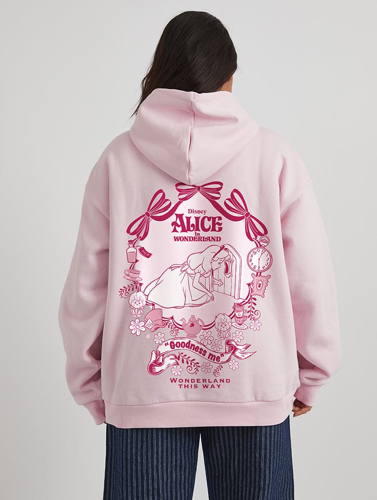 Disney Alice in Wonderland 'Wonderland This Way' Hoodie in Pink Hoodies & Sweatshirts Skinnydip London