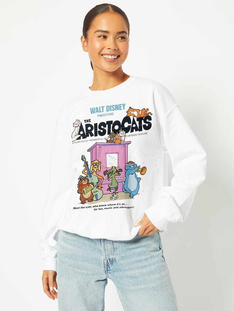 Disney Aristocats Sweatshirt in White Hoodies & Sweatshirts Skinnydip London