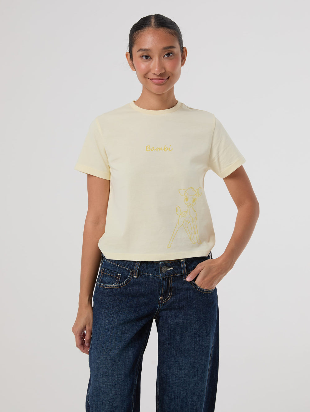 Disney Bambi Baby T-Shirt In Butter Yellow Tops & T-Shirts Skinnydip London