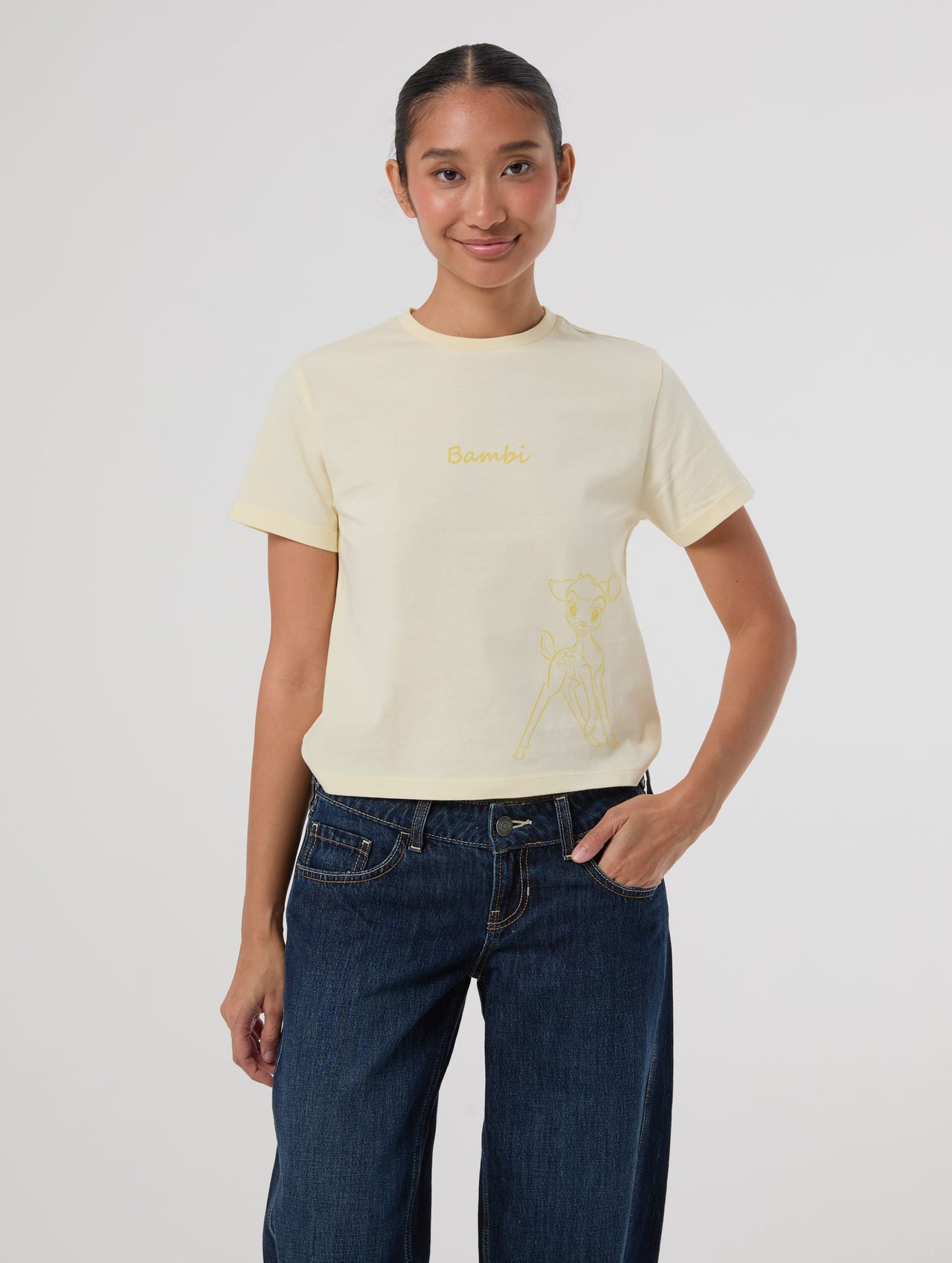 Disney Bambi Baby T-Shirt In Butter Yellow Tops & T-Shirts Skinnydip London