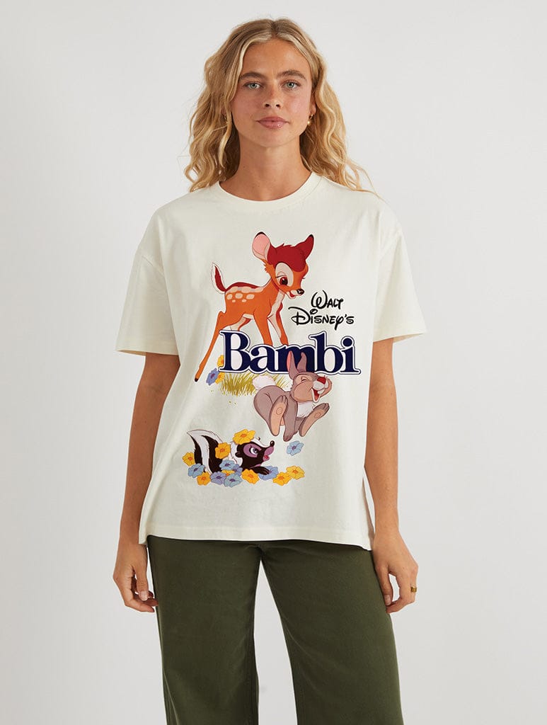 Disney Bambi Classic Poster T-Shirt In White Tops & T-Shirts Skinnydip London