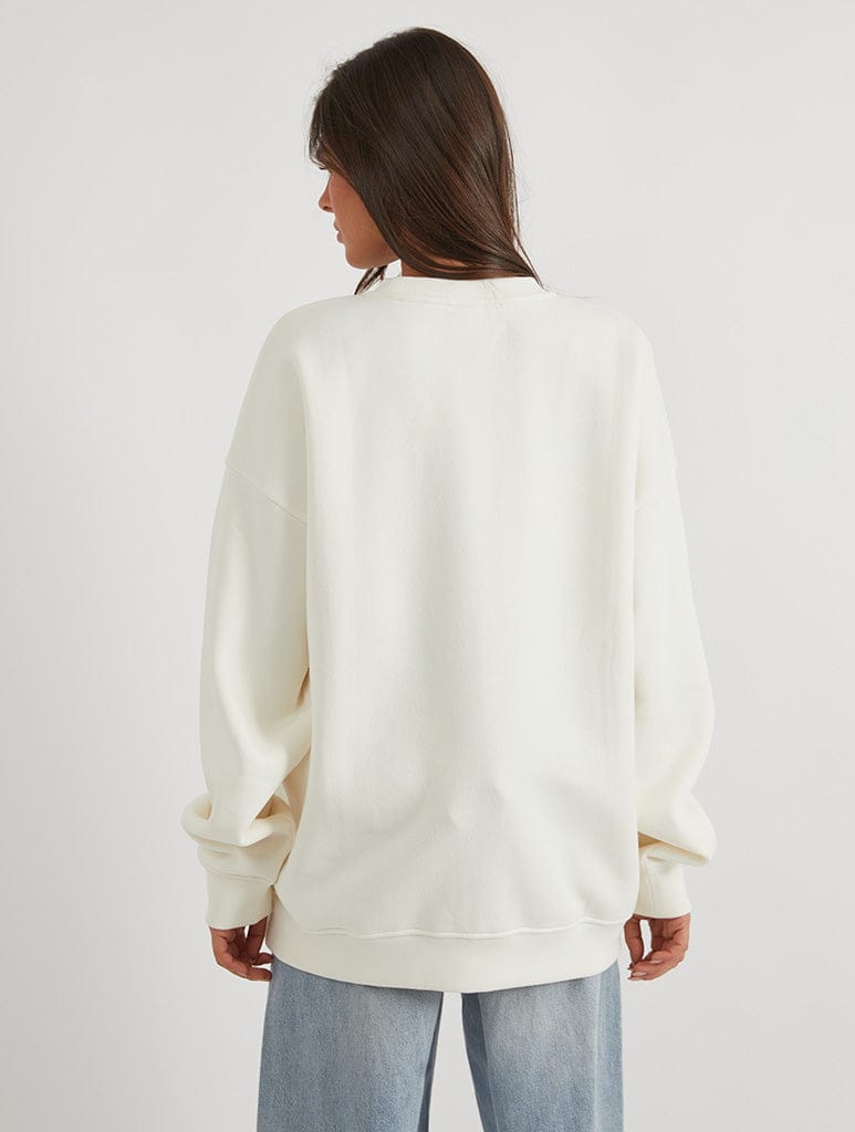 Disney Bambi Love Comes To The Forest Folk Sweatshirt In White Hoodies & Sweatshirts Skinnydip London