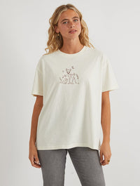 Disney Bambi Monochrome T-Shirt In White Tops & T-Shirts Skinnydip London
