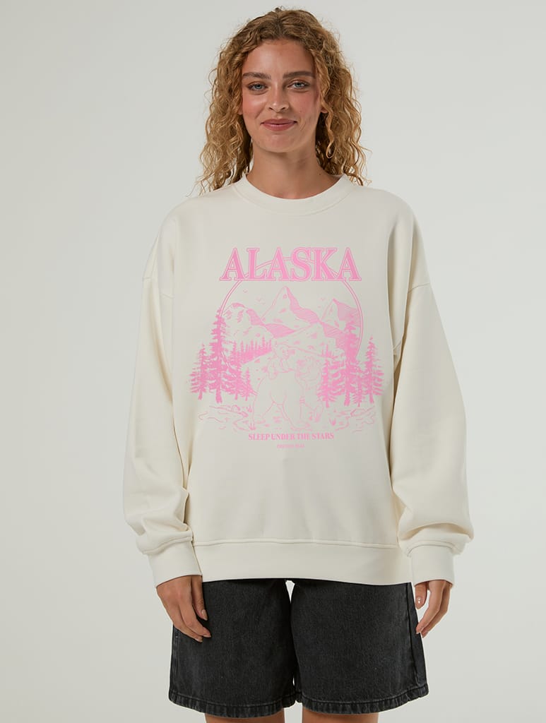 Disney Brother Bear Monochrome Alaska Sweatshirt In White Hoodies & Sweatshirts Skinnydip London