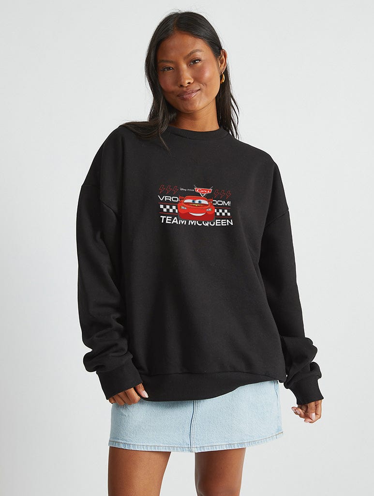 Disney Cars Team McQueen Sweatshirt In Black Hoodies & Sweatshirts Skinnydip London