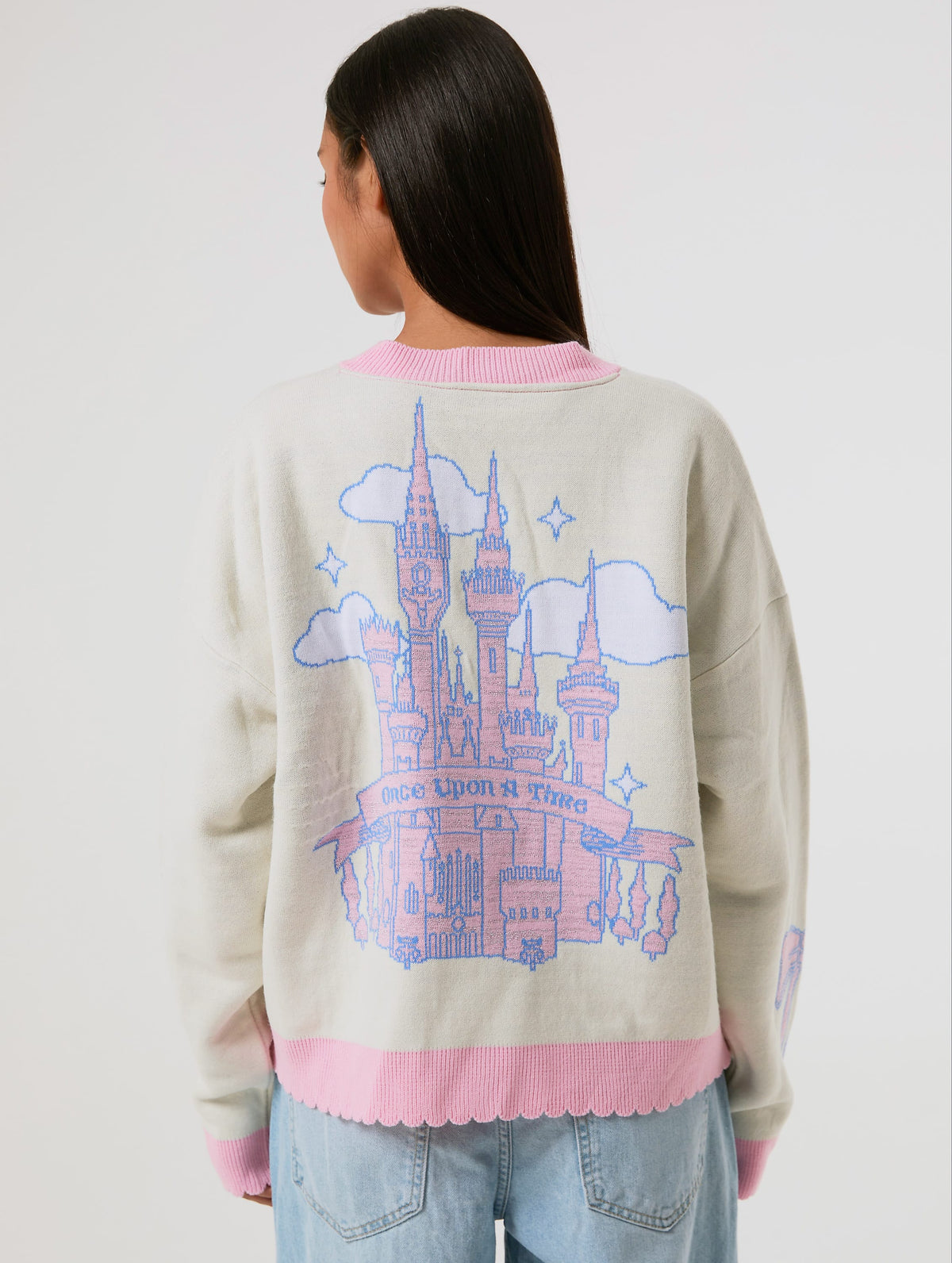 Disney Castle Cardigan in Pink and Ecru Jumpers & Cardigans Skinnydip London