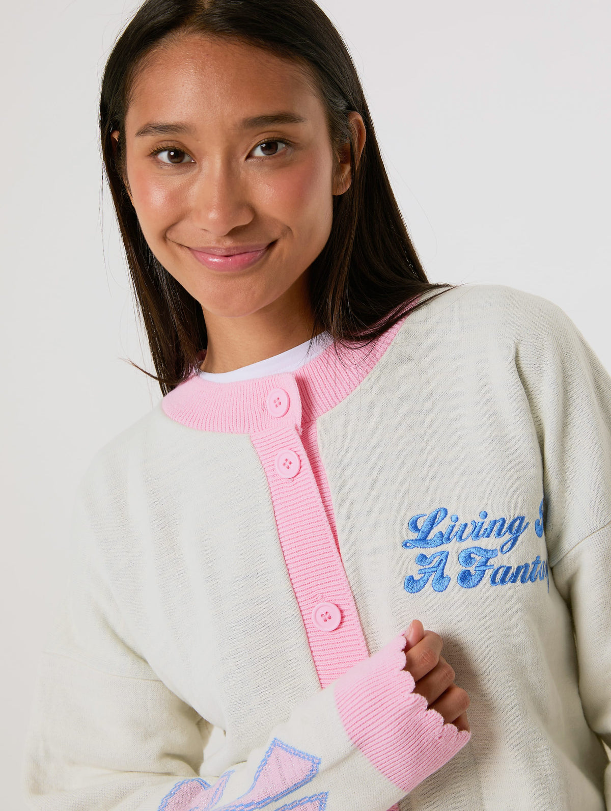 Disney Castle Cardigan in Pink and Ecru Jumpers & Cardigans Skinnydip London