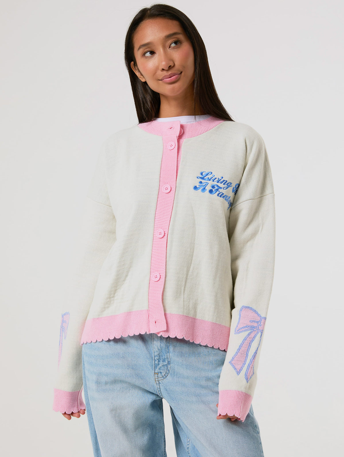Disney Castle Cardigan in Pink and Ecru Jumpers & Cardigans Skinnydip London