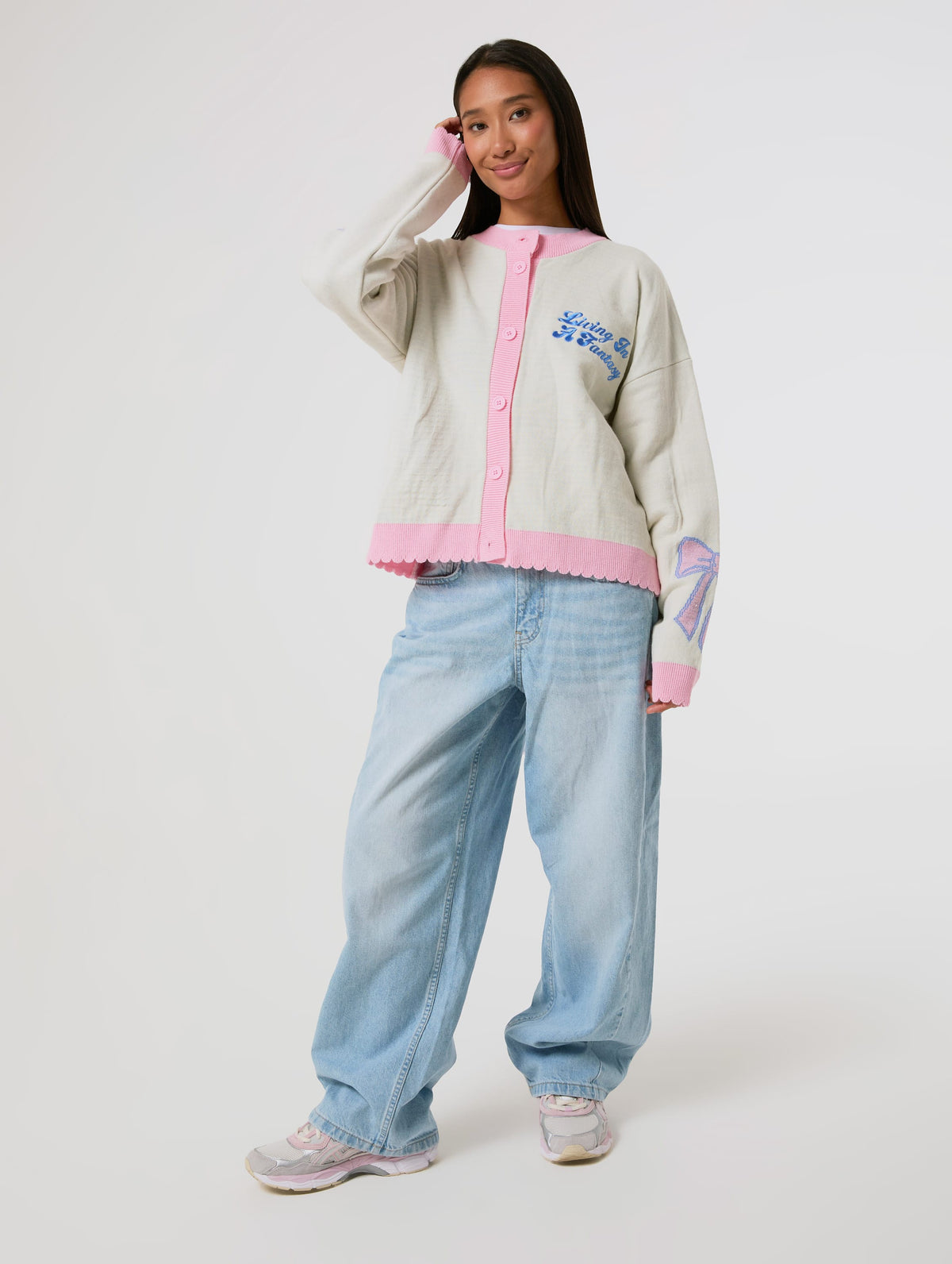 Disney Castle Cardigan in Pink and Ecru Jumpers & Cardigans Skinnydip London