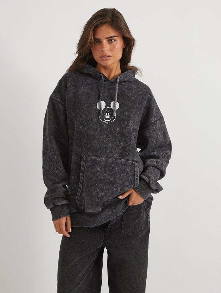 Disney Character Face Hoodie In Acid Wash Hoodies & Sweatshirts Skinnydip London