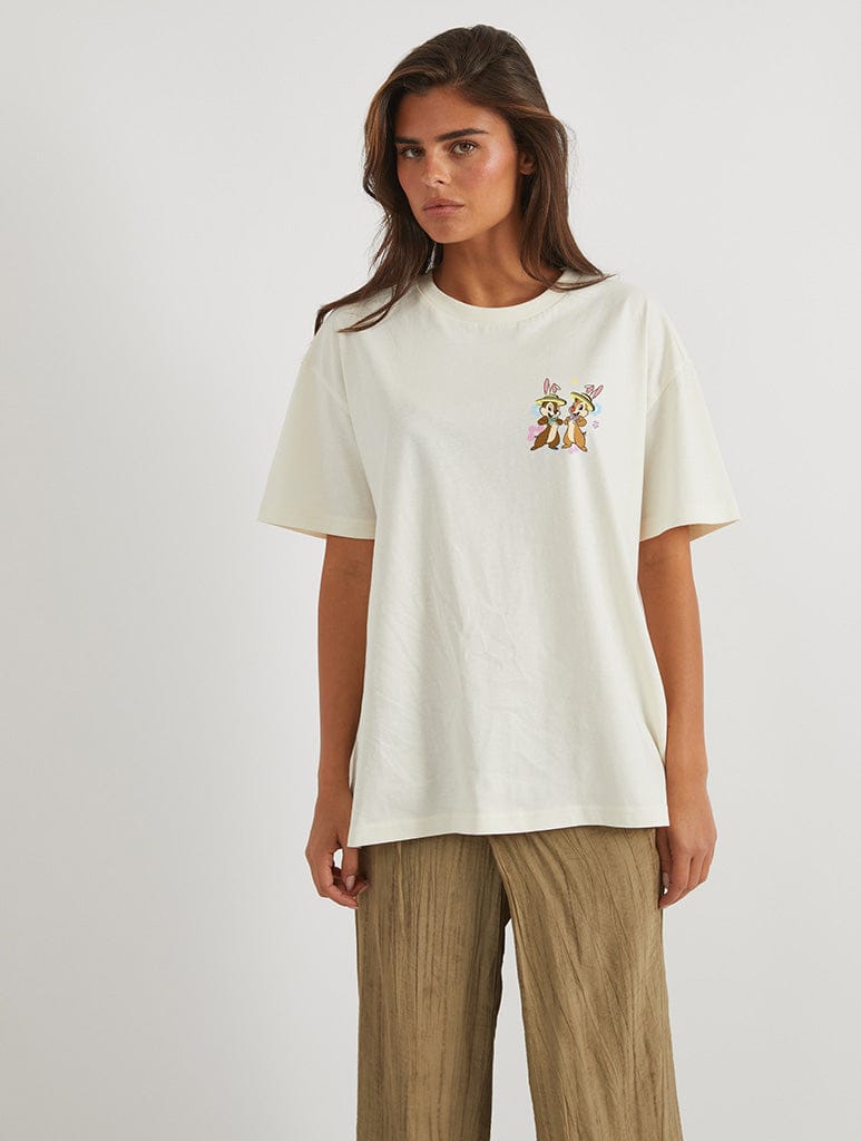 Disney Chip and Dale Hoppy Easter T-Shirt In White Tops & T-Shirts Skinnydip London