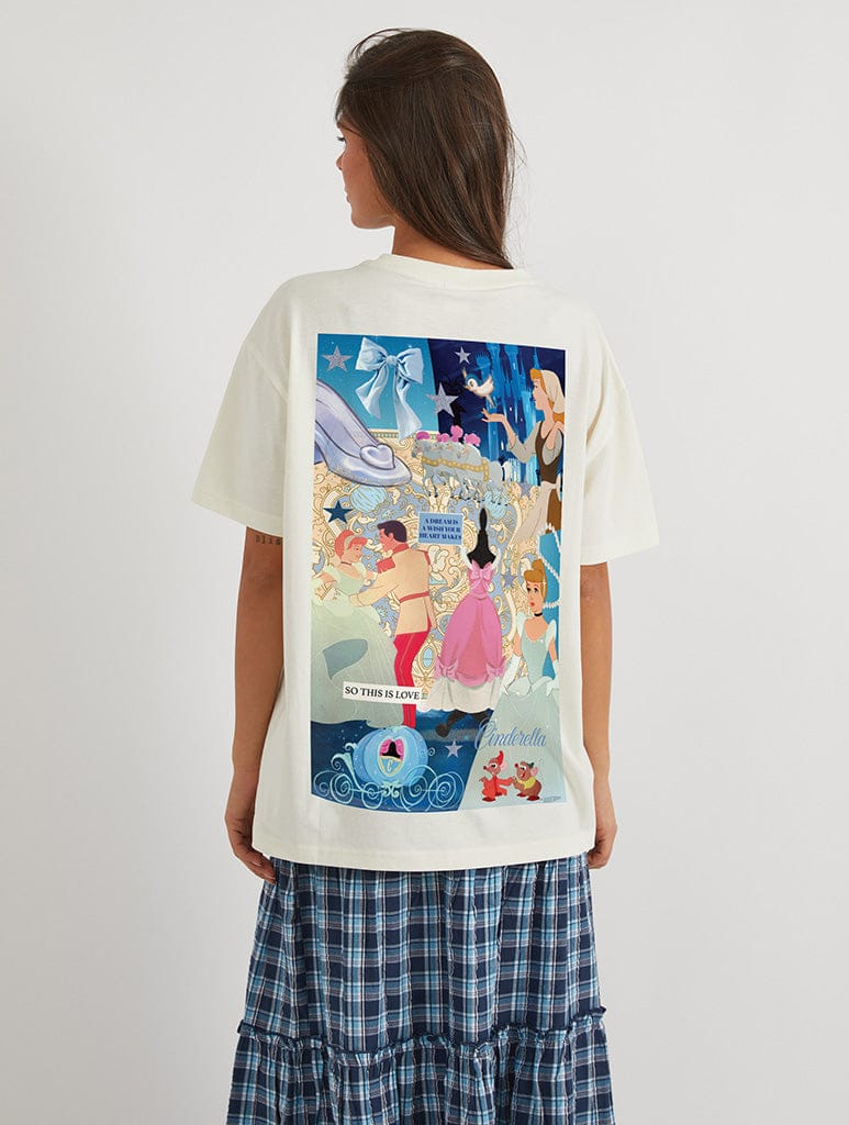 Disney Cinderella Classic Poster T-Shirt In White Tops & T-Shirts Skinnydip London
