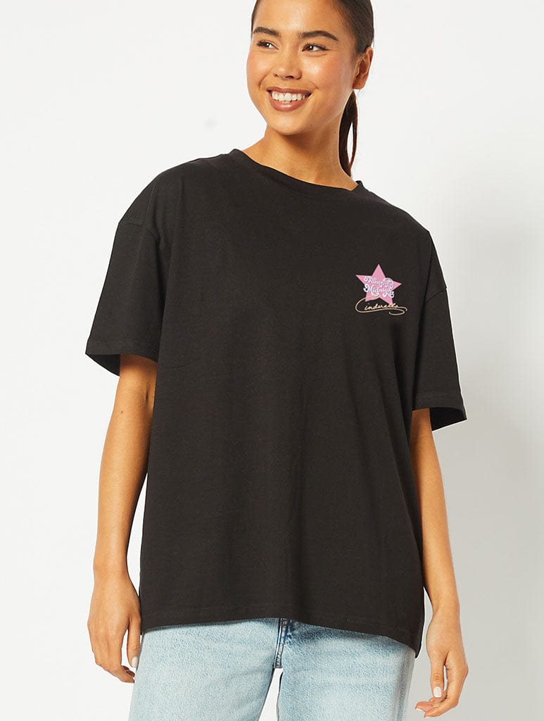 Disney Cinderella Dance Til Midnight T-Shirt in Black Tops & T-Shirts Skinnydip London