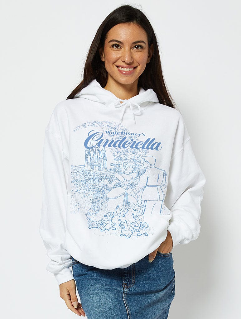 Disney Cinderella Hoodie in White Hoodies & Sweatshirts Skinnydip London