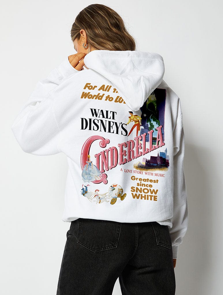 Disney Cinderella Vintage Poster Hoodie in White Hoodies & Sweatshirts Skinnydip London