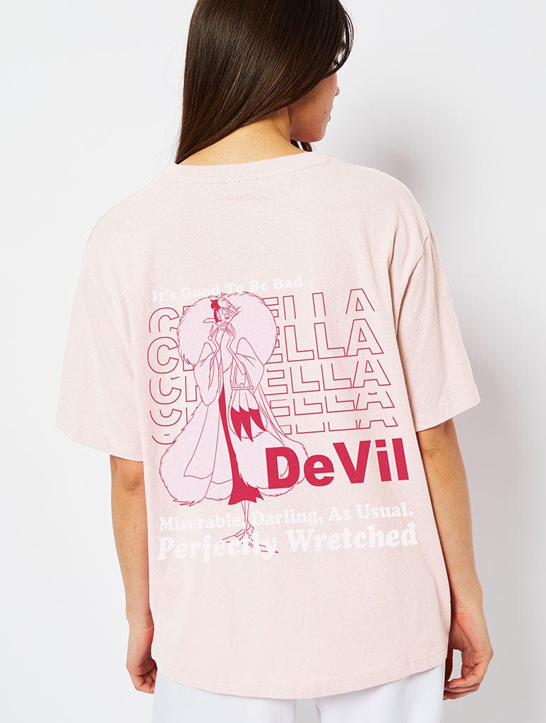 Disney Cruella De Vil Poster T-Shirt in Pink Tops & T-Shirts Skinnydip London