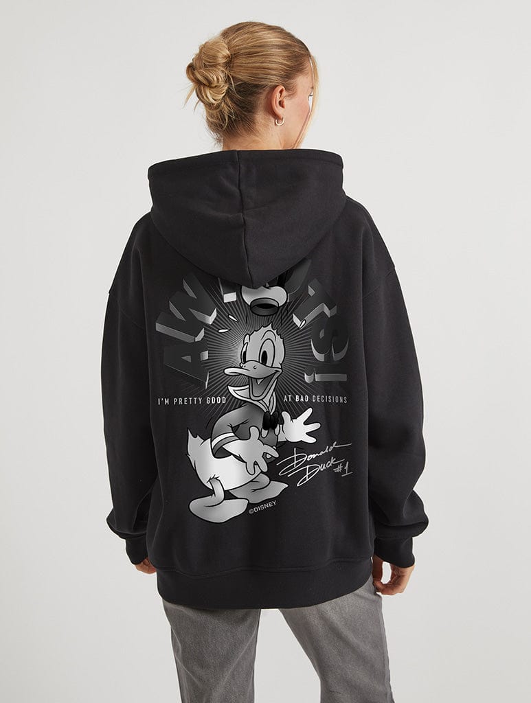 Disney Donald Duck Aw Nuts Hoodie In Black Hoodies & Sweatshirts Skinnydip London