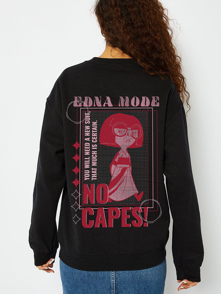 Disney Edna Mode No Capes Sweatshirt in Black Hoodies & Sweatshirts Skinnydip London