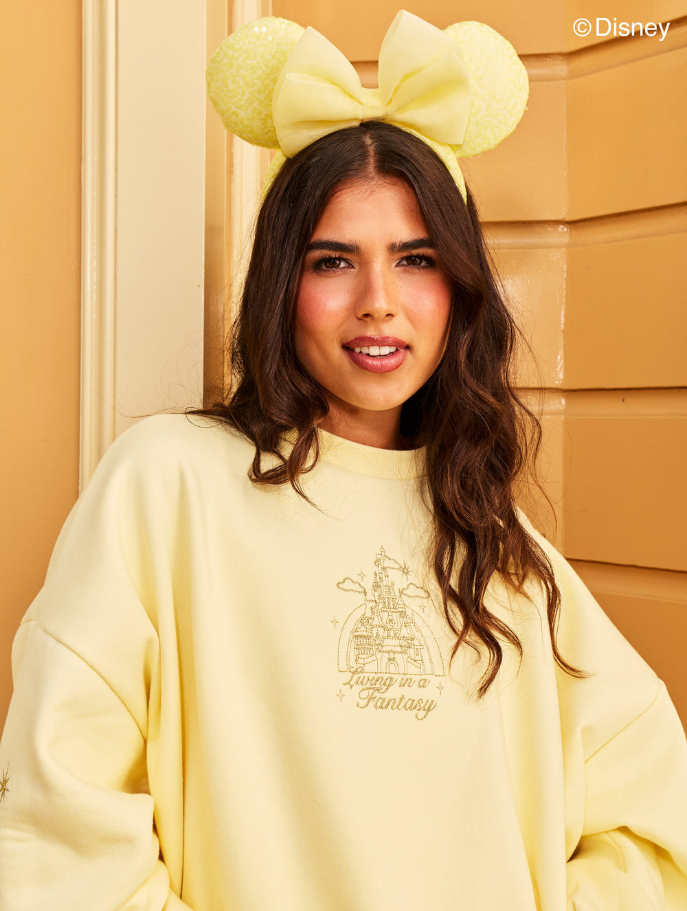 Disney Embroidered Yellow Castle Sweatshirt Hoodies & Sweatshirts Skinnydip London
